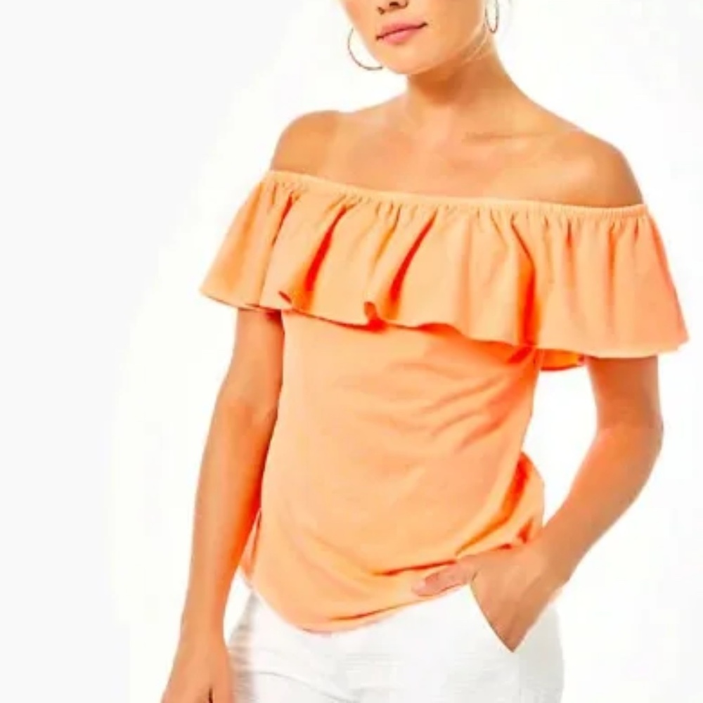 Lilly Pulitzer off the shoulder ruffle top EUC